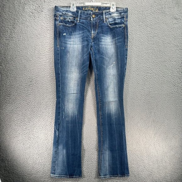 Express Denim - Express Stella Barely Bootcut Jeans Size 4 Actual 32x32 Low Rise Distressed